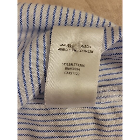 Beach Lunch Lounge Button Up White Blue Pin Striping XS - Picture 9 of 9